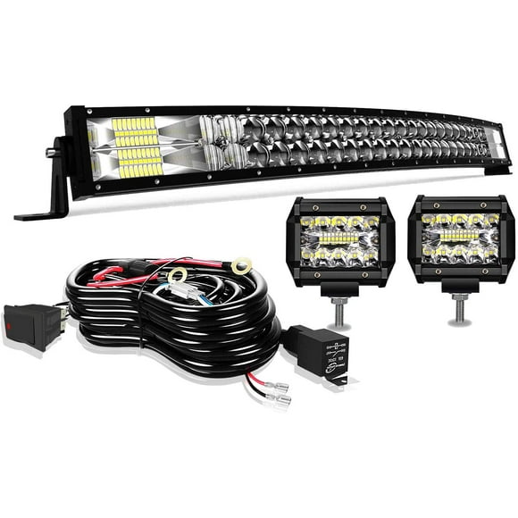 TERRAIN VISION LED Light Bar 32 Inch Curved Led Bar Off Road Light W/ 2pcs 4in 60W LED Pods Fog Lights with Wiring Harness Kit for Jeep Trucks Polaris ATV UTV Boat Light Bars TERRAIN VISION LED Light Bar 32 Inch Curved Led Bar Off Road Light W/ 2pcs 4in 60W LED Pods Fog Lights with Wiring Harness Kit for Jeep Trucks Polaris ATV UTV Boat Light Bars